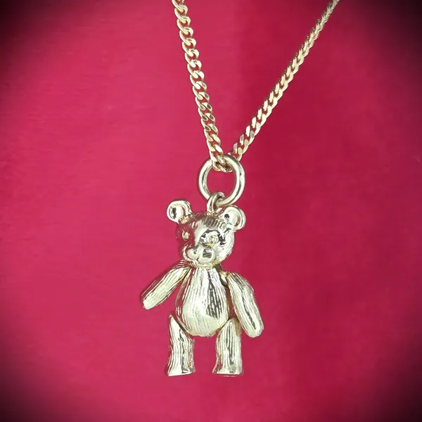 9ct Gold Articulated Teddy Bear Pendant on 16 inch 9ct Yellow Gold Chain
