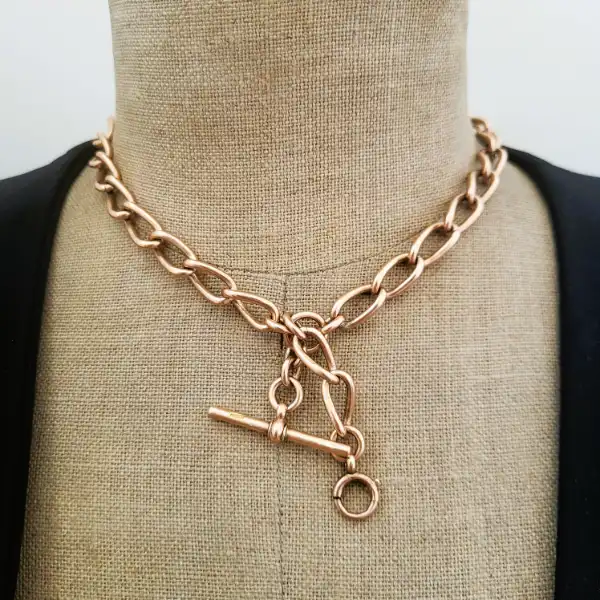 9ct Rose Gold Loose Link Rounded Curb Albert Chain-9ct-prince-albert-loose-chain.webp
