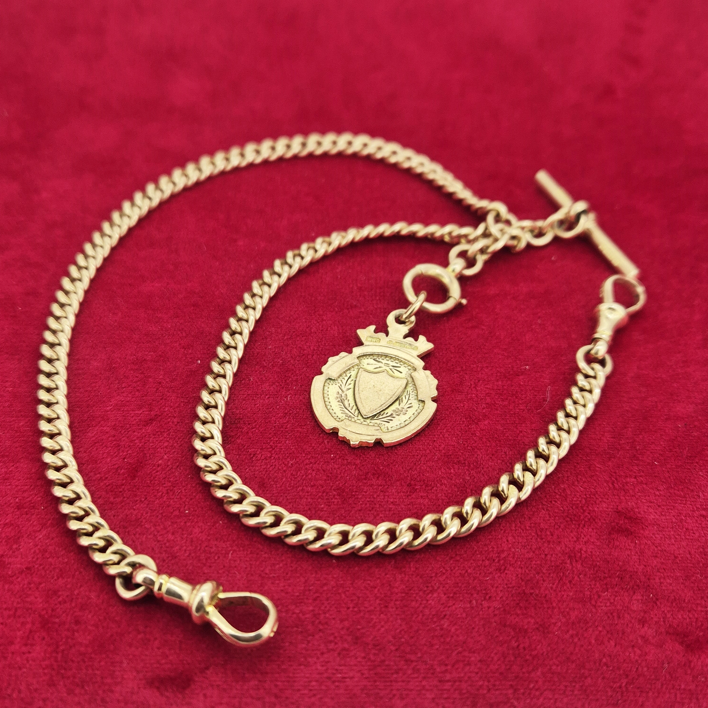 Gorgeous Antique Rose Gold Albert Chain with Detachable Medal-9ct-rose-gold-albert-with-medal-hallmarked-in-birmingham.webp