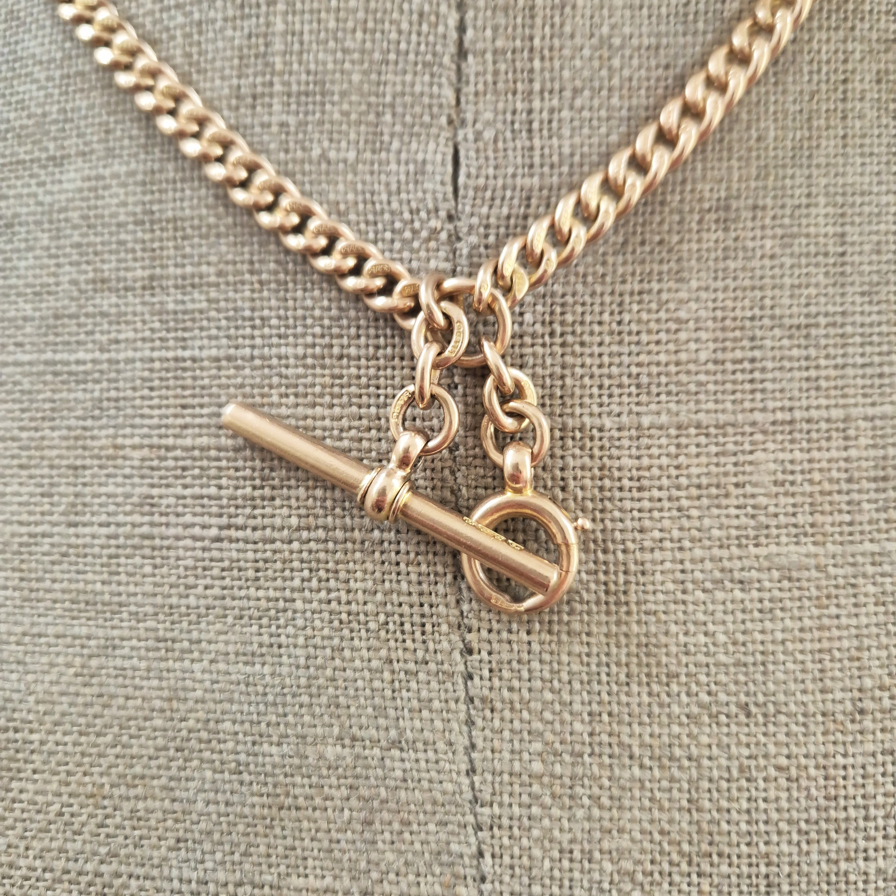 Gorgeous Antique Rose Gold Albert Chain with Detachable Medal-9ct-rose-gold-albert-with-medal-hallmarked-in-birmingham.webp