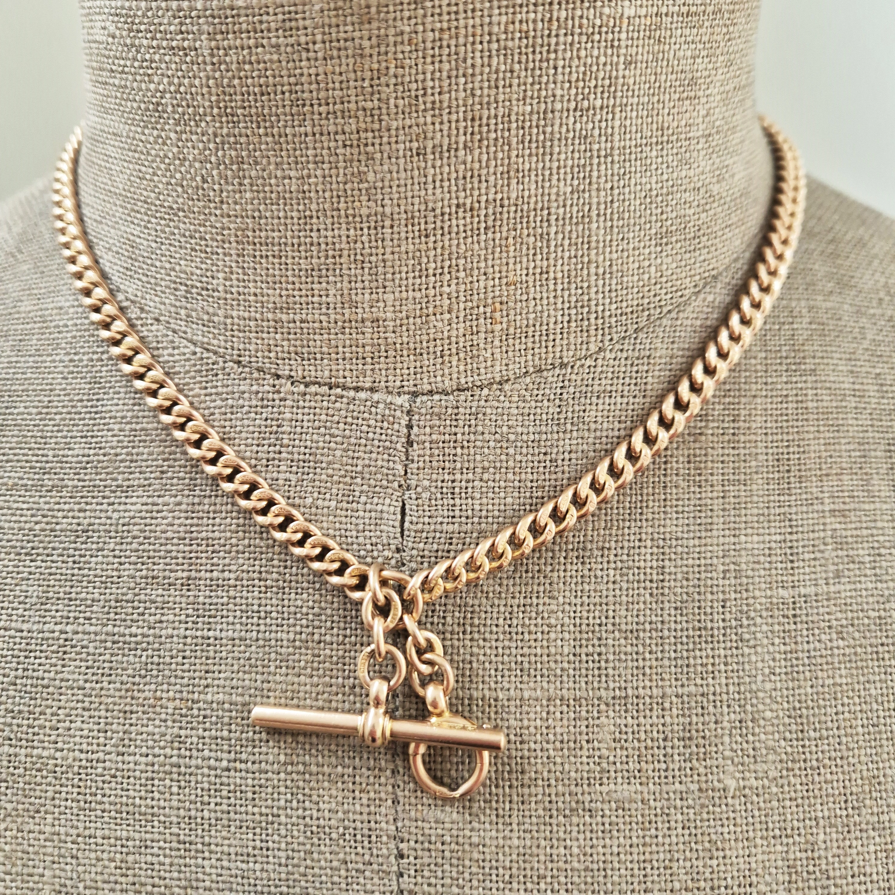 Gorgeous Antique Rose Gold Albert Chain with Detachable Medal-9ct-rose-gold-albert-with-medal-hallmarked-in-birmingham.webp