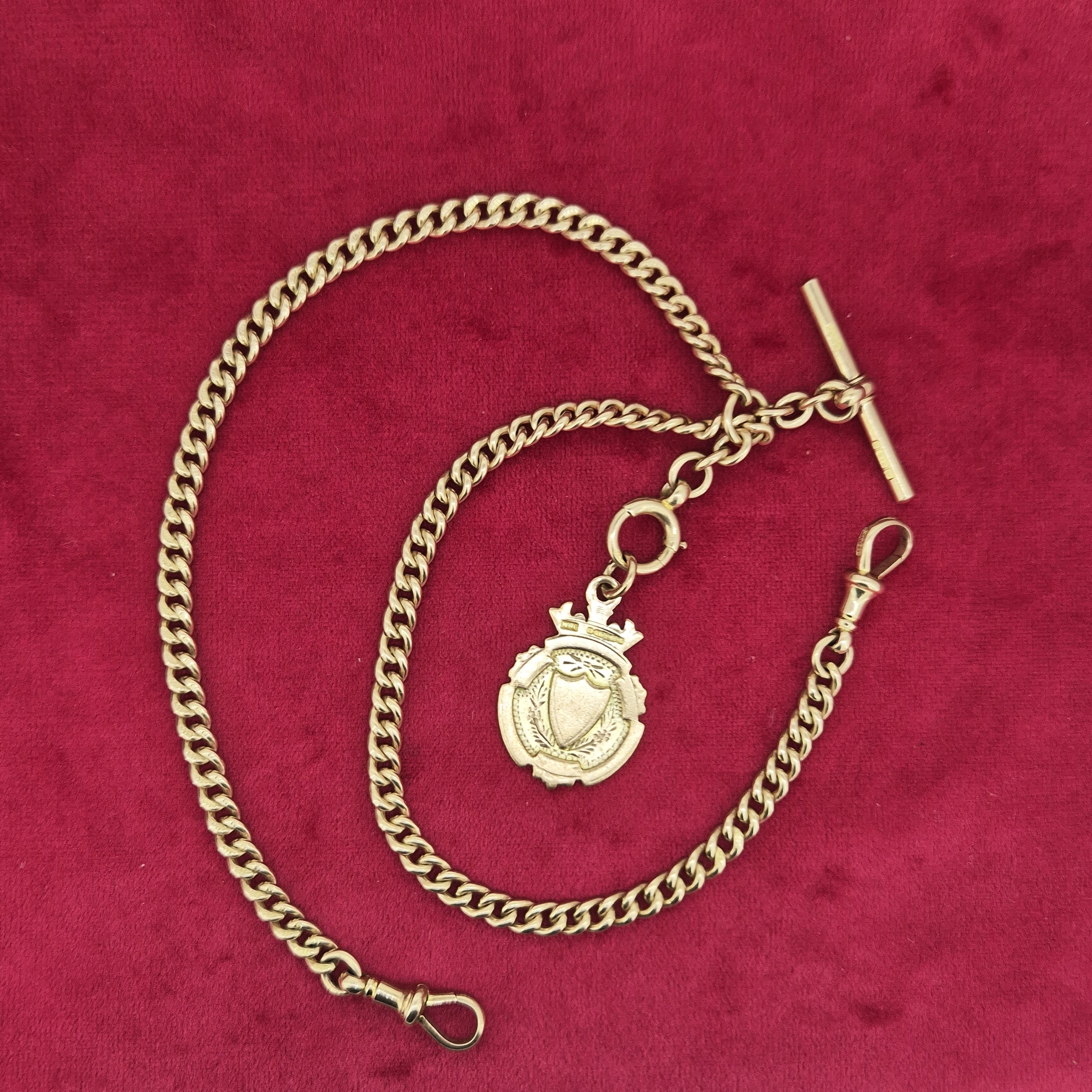 Gorgeous Antique Rose Gold Albert Chain with Detachable Medal-9ct-rose-gold-albert-with-medal-hallmarked-in-birmingham.webp