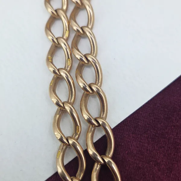 Loose Link Rose Gold Antique Albert Chain with Removeable T-Bar & Medal-Original 