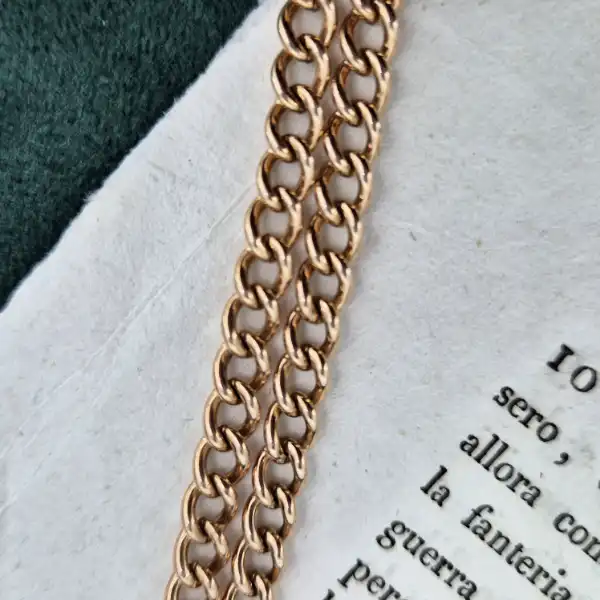 Vintage Solid Rose Gold Curb Chain with T-Bar-9ct-rose-gold-curb-albert-chain-vintage.webp