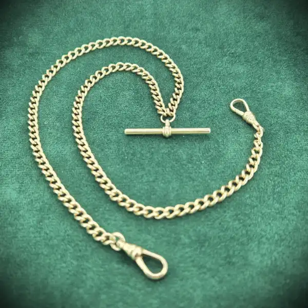  Thumbnail of Vintage Solid Rose Gold Curb Chain with T-Bar