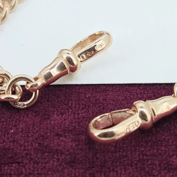 Antique Rose Gold Albert Chain with T-Bar - 20 Inches-9ct-rose-gold-curb-link-albert-48.5grams.webp