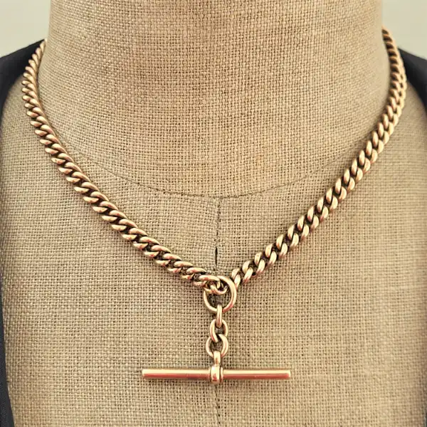 9ct Rose Gold Graduated Curb Chain with T-Bar-9ct-rose-gold-double-albert-curb-chain.webp