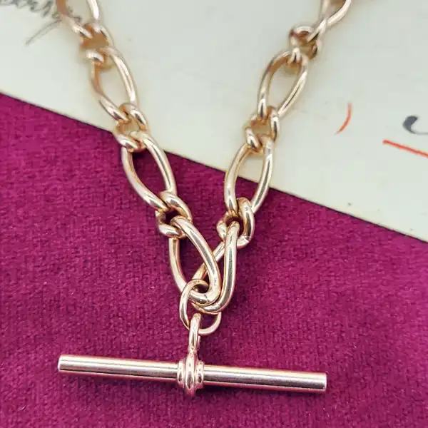 9ct Rose Gold Twisted Fancy Link Albert Chain-9ct-rose-gold-fanct-twisted-link-albert.webp