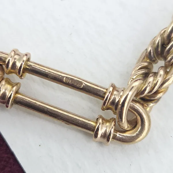 9ct Rose Gold Heavy Trombone Link Albert Chain- Reverse Angle 