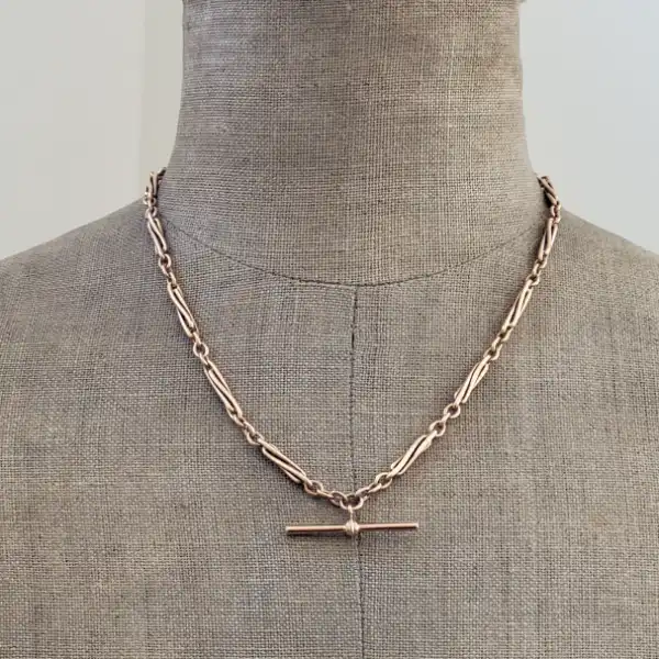 9ct Rose Gold Fetter Link Albert Chain-9ct-rose-gold-fetter-link-albert.webp