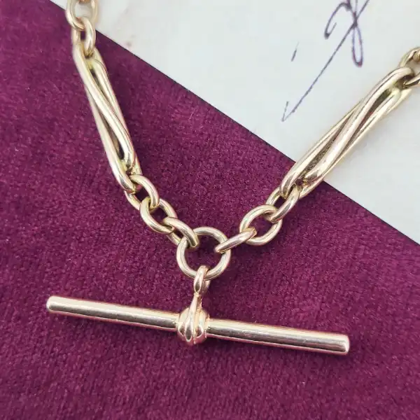 9ct Rose Gold Fetter Link Albert Chain-9ct-rose-gold-fetter-link-albert.webp