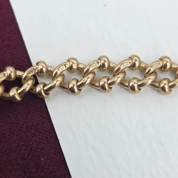 9ct Rose Gold Fancy Link Albert Chain- Crown View 