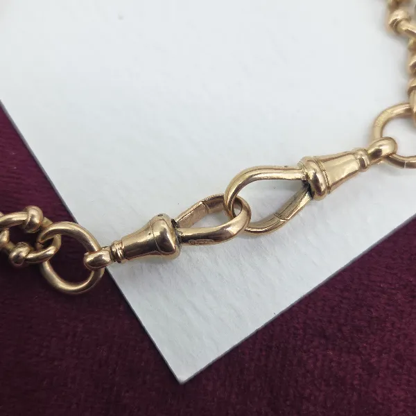 9ct Rose Gold Fancy Link Albert Chain- Magnified 