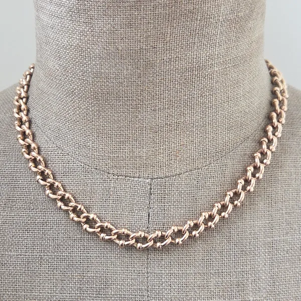 9ct Rose Gold Fancy Link Albert Chain-Original 