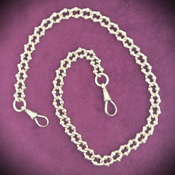 9ct Rose Gold Fancy Link Albert Chain-9ct-rose-gold-interlocking-fancy-link-chain.webp