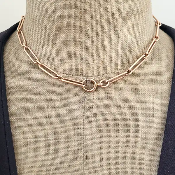 Antique Rose Gold Paperclip Albert Chain-9ct-rose-gold-paperclip-albert-chain-with-domino-fob.webp