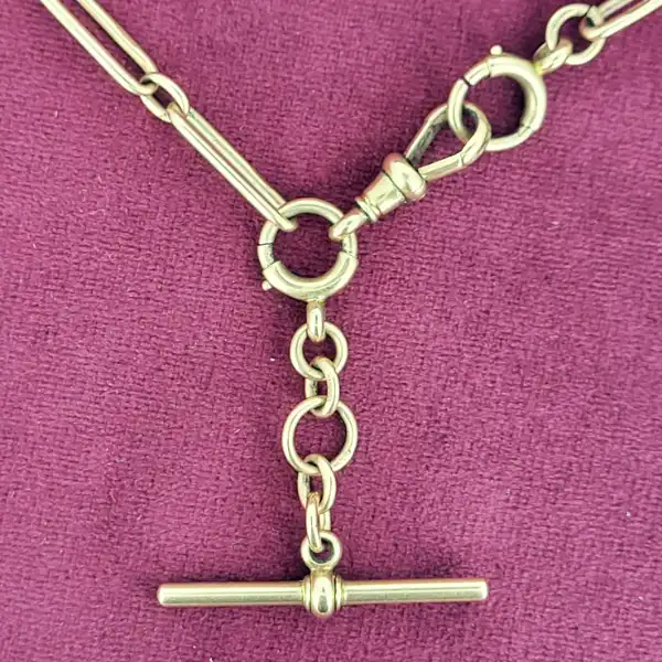 Antique Rose Gold Paperclip Albert Chain-9ct-rose-gold-paperclip-albert-chain-with-domino-fob.webp