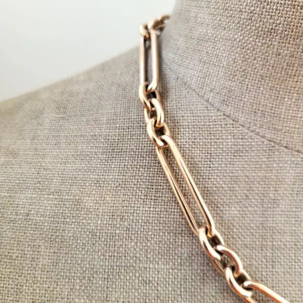 9ct Rose Gold Antique Trombone Link Albert Chain-9ct-rose-gold-trombone-albert-chain.webp