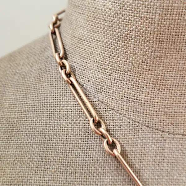 9ct Rose Gold Antique Trombone Link Albert Chain with T-Bar-9ct-rose-gold-trombone-albert-chain-with-tbar.webp