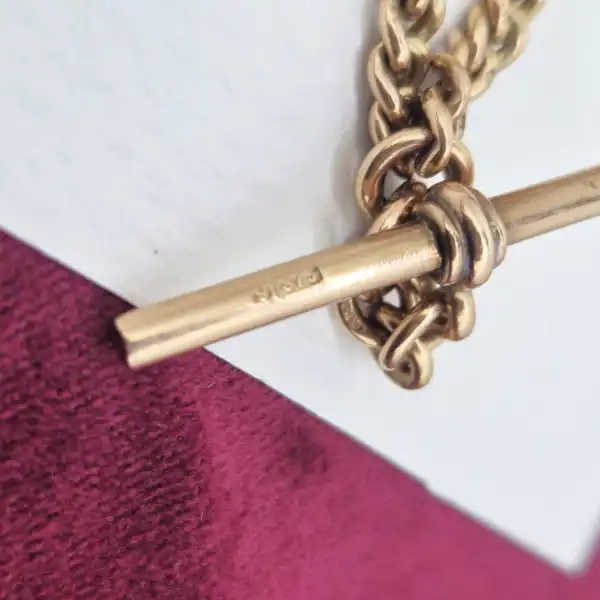 Antique 9ct Rose Gold Graduated Albert Chain-9ct-rose-graduaed-albert-chain-with-tbar.webp
