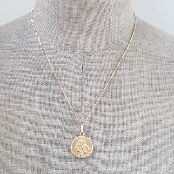 9ct Yellow Gold St Christopher Medal Pendant- Crown View 