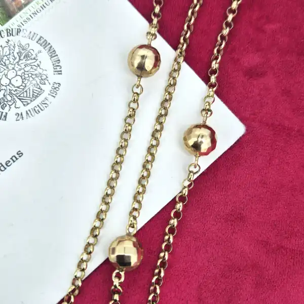 Fancy Necklace in 9ct Yellow Gold-9ct-yellow-gold-belcher-necklace-with-faceted-balls.webp