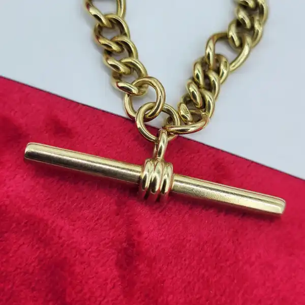 9ct Yellow Gold Close Figaro Link Albert Necklace-9ct-yellow-gold-close-figaro-link-albert-necklace.webp