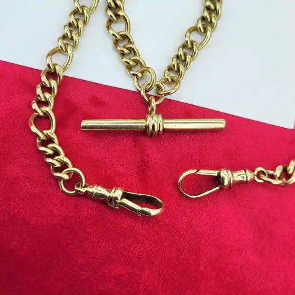 9ct Yellow Gold Close Figaro Link Albert Necklace-9ct-yellow-gold-close-figaro-link-albert-necklace.webp