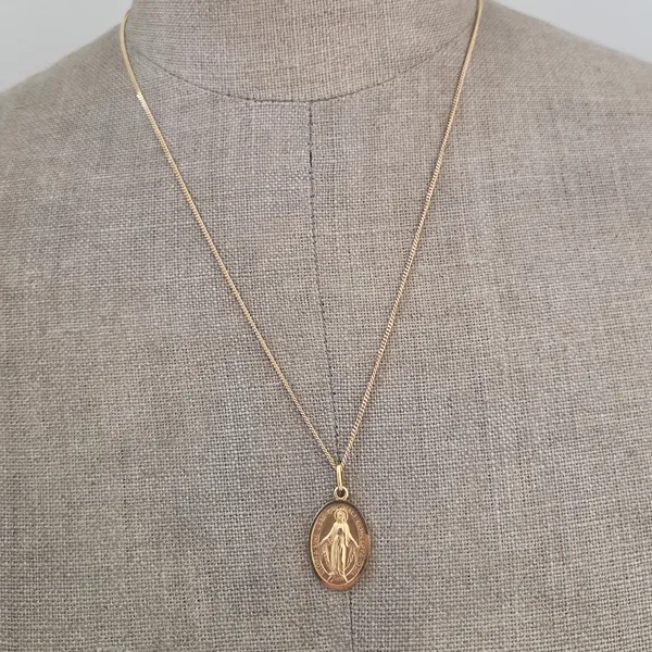 9ct Yellow Gold Miraculous Medal on a 20inch Chain-Original 