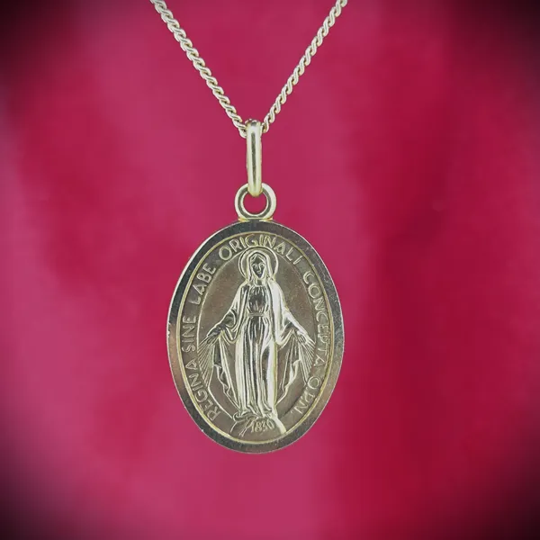 All Necklaces Ireland  - 9ct Yellow Gold Miraculous Medal on a 20inch Chain