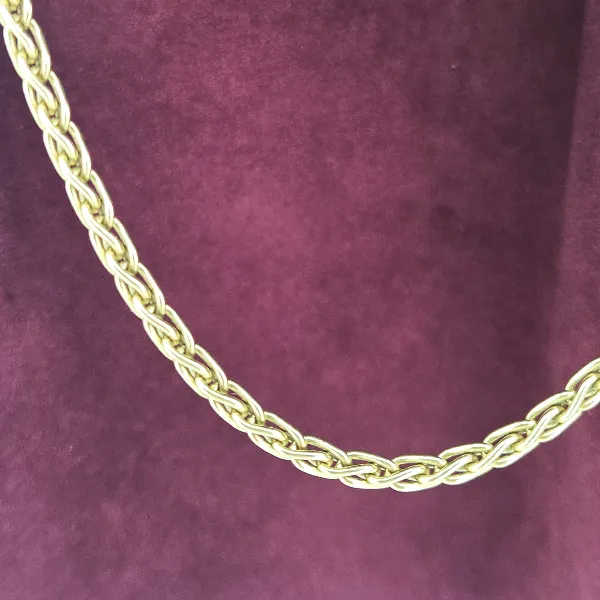 9ct Yellow Gold Solid Spiga Chain- Front View 