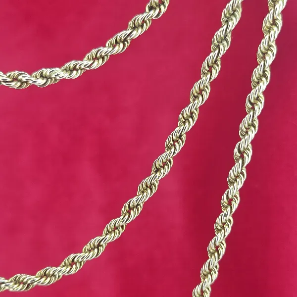 Antique 15ct Gold Triple Strand Rope Chain Necklace- Front View 