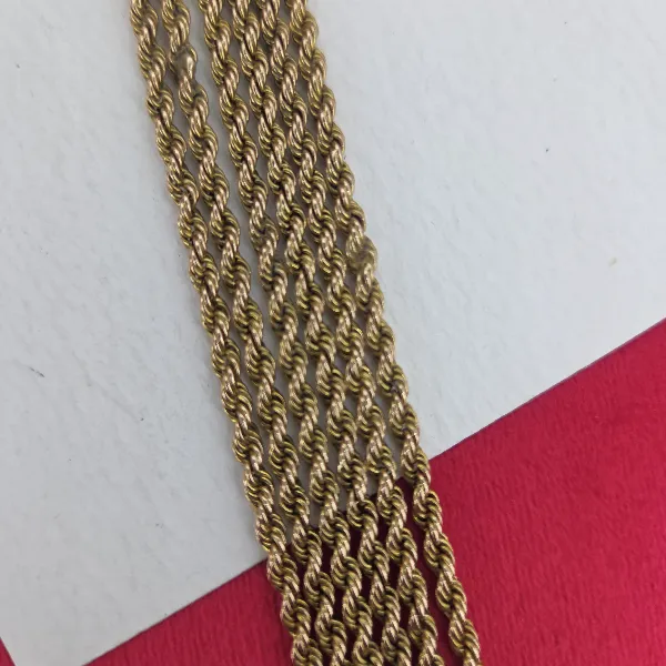 Antique 15ct Gold Triple Strand Rope Chain Necklace- Close Up 