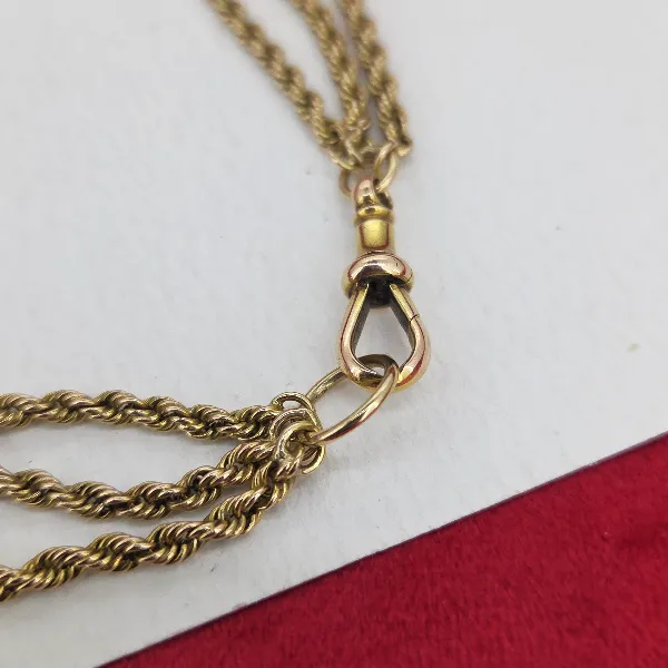 Antique 15ct Gold Triple Strand Rope Chain Necklace- Reverse Angle 