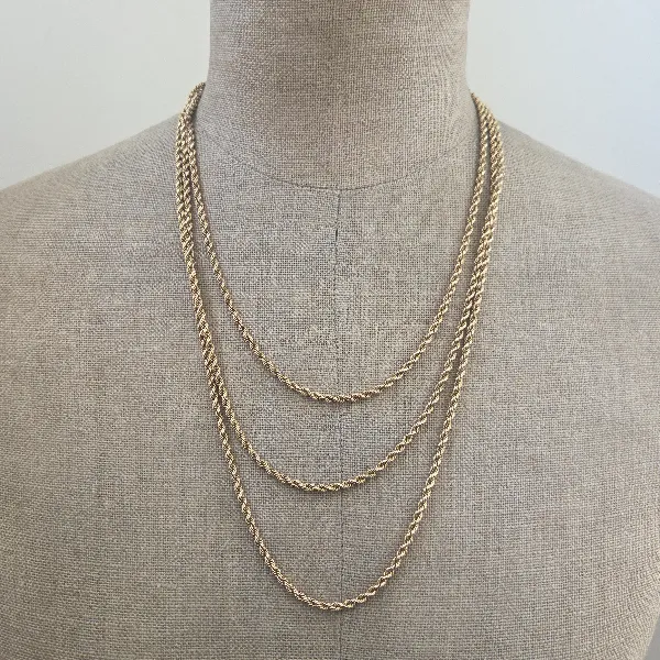 Antique 15ct Gold Triple Strand Rope Chain Necklace-Original 
