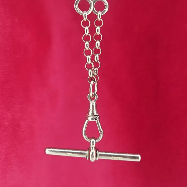 Antique 9ct Rose Gold Double Row Blecher Albert Chain- Close Up 