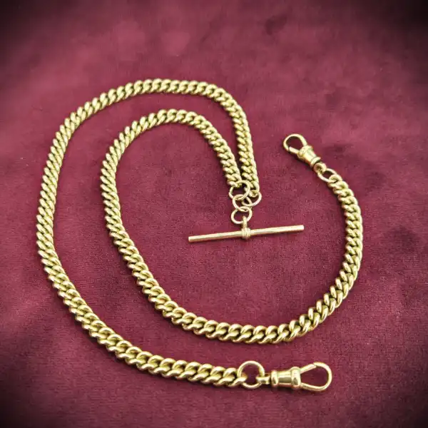  Thumbnail of Antique 20" Rose Gold Albert Chain T-Bar