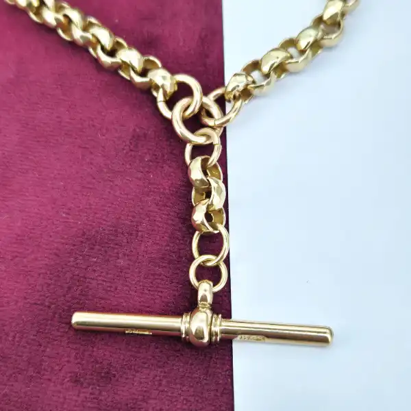 9ct Rose Gold Antique Belcher Chain with T-Bar-antique-diamond-cut-belcher-chain-with-tbar.webp