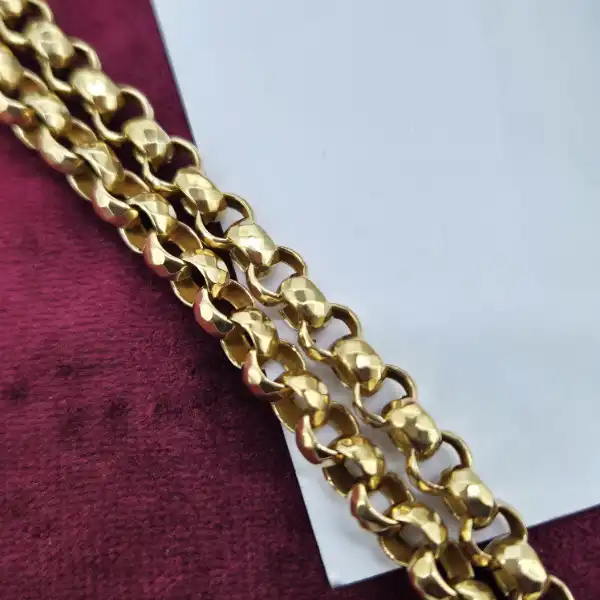 9ct Rose Gold Antique Belcher Chain with T-Bar-antique-diamond-cut-belcher-chain-with-tbar.webp