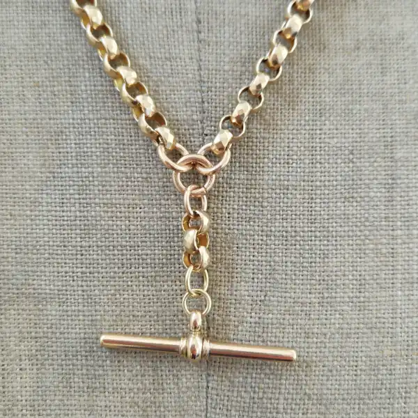 9ct Rose Gold Antique Belcher Chain with T-Bar-antique-diamond-cut-belcher-chain-with-tbar.webp