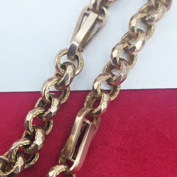 Fancy Antique Rose Gold Albert Chain with T-Bar- Reverse Angle 
