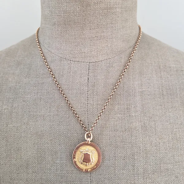 Date 1920! Antique Medal on an Antique Belcher Chain- Magnified 