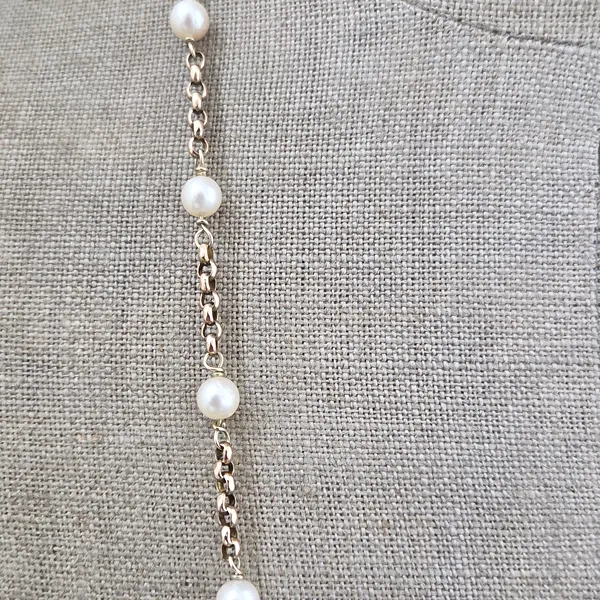 Antique Pearl and 9ct Yellow Gold Necklace - 30Inches-Original 