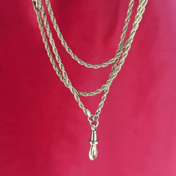 Antique Rope Longuard in 9ct Yellow Gold- Side View 