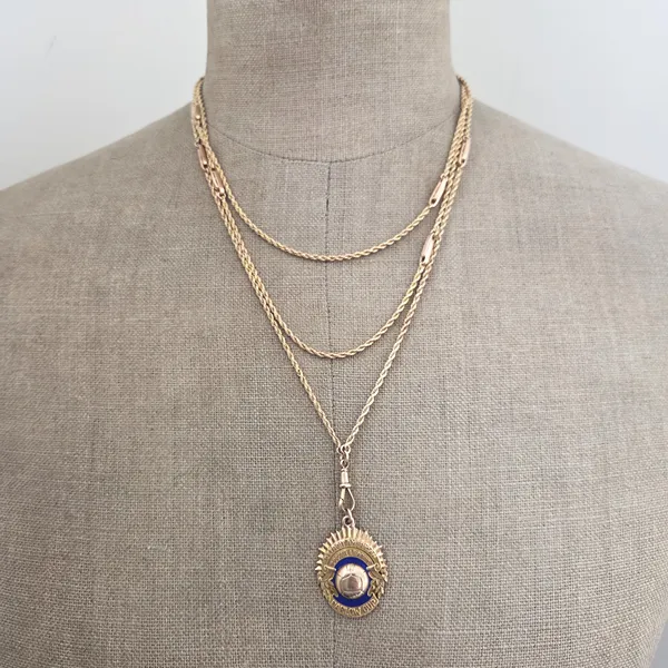 Antique Rope Longuard in 9ct Yellow Gold-Top Left View 