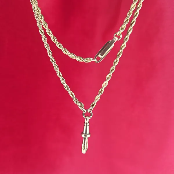 Antique Rope Longuard in 9ct Yellow Gold- Front View 