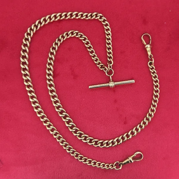 Antique Rose Gold Albert Necklace - 21 Inches- Side View 
