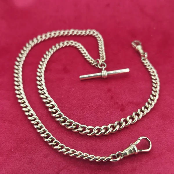 Antique Rose Gold Albert Necklace - 21 Inches- Front View 