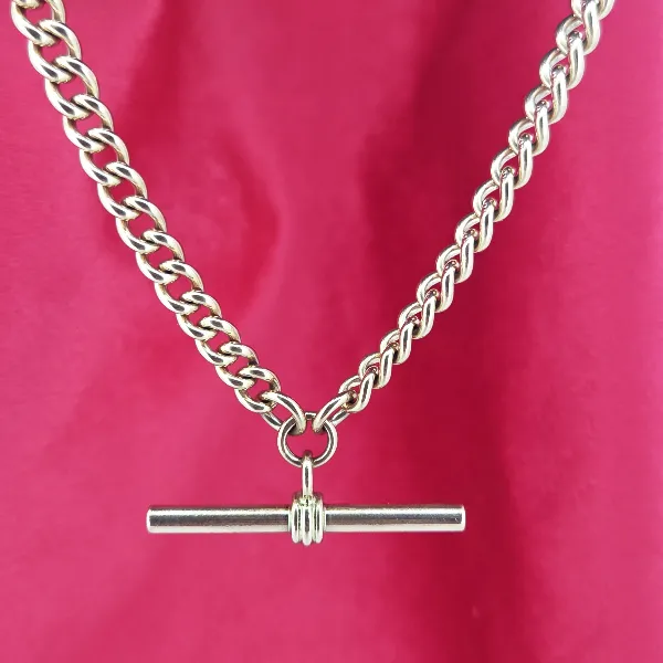 Antique Rose Gold Albert Necklace - 21 Inches- Close Up 