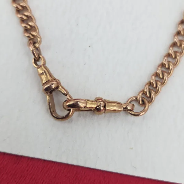 Antique Rose Gold Albert Necklace - 21 Inches- Magnified 